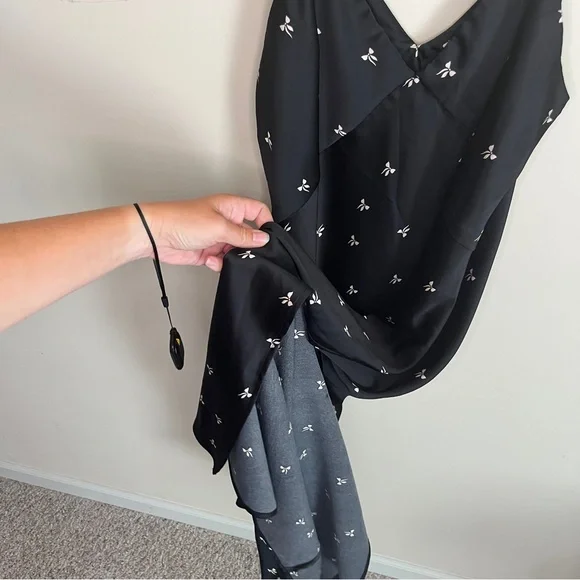 A New Day Midi Black Bow Slip Dress midi Side Slit Women’s Size XL holiday - Picture 4 of 6